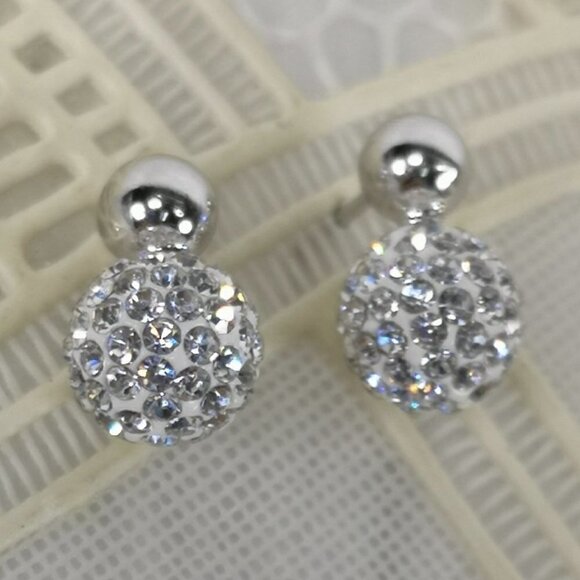 Ball drop earrings with rhinestones - Picture 2 of 2